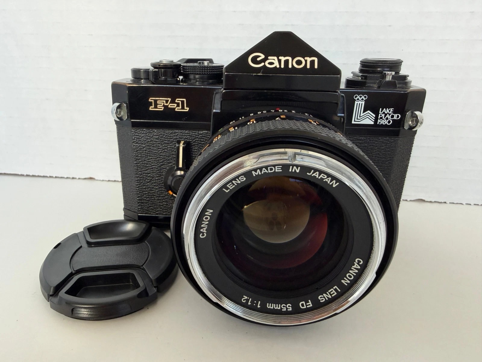 Canon F-1 Lake Placid 1980 Limited Edition 35mm Film Camera w/ FD 55mm f/1.2 Lens - Image 1