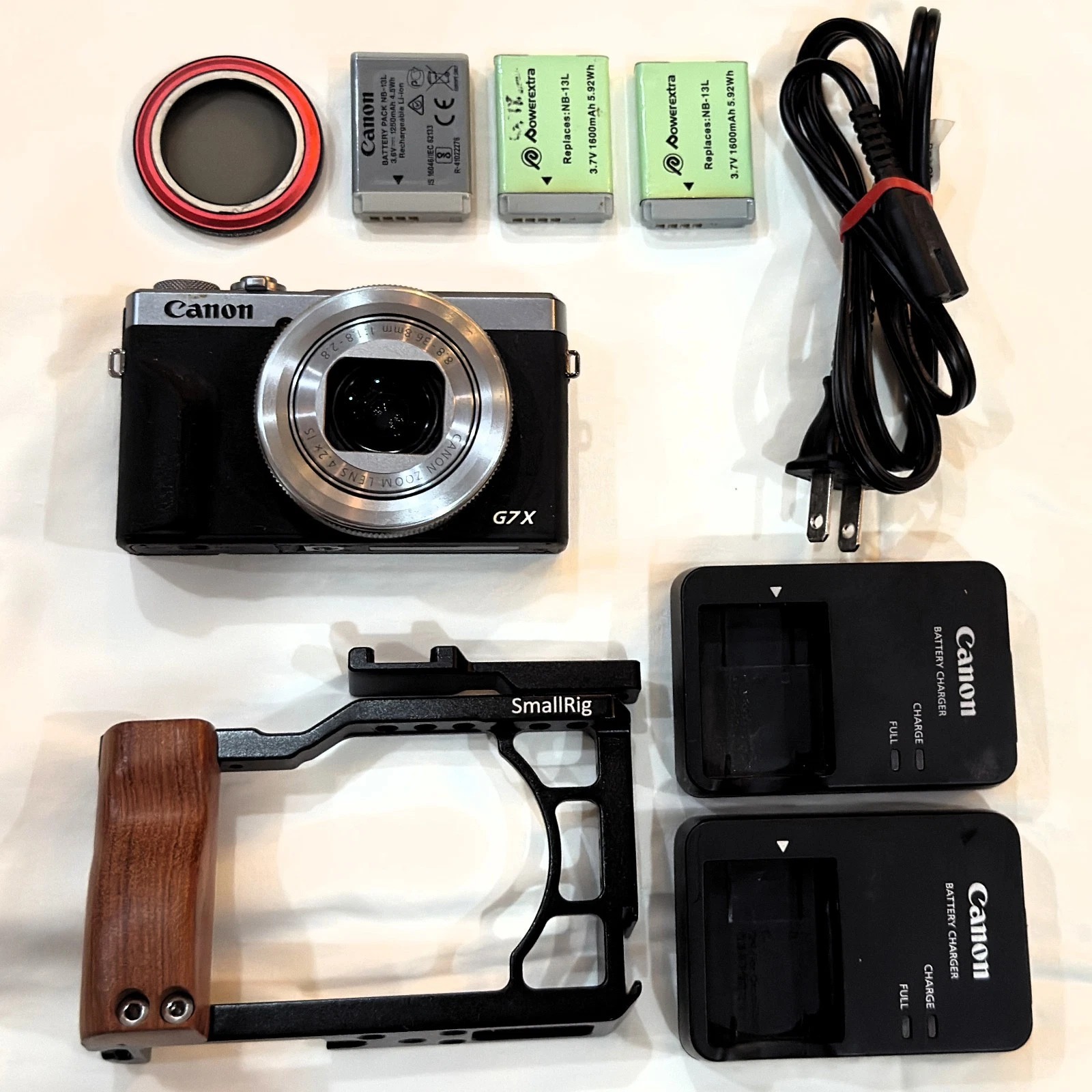 Canon PowerShot G7 X MARK III SILVER SmallRig Cage Extra Batteries - Image 1