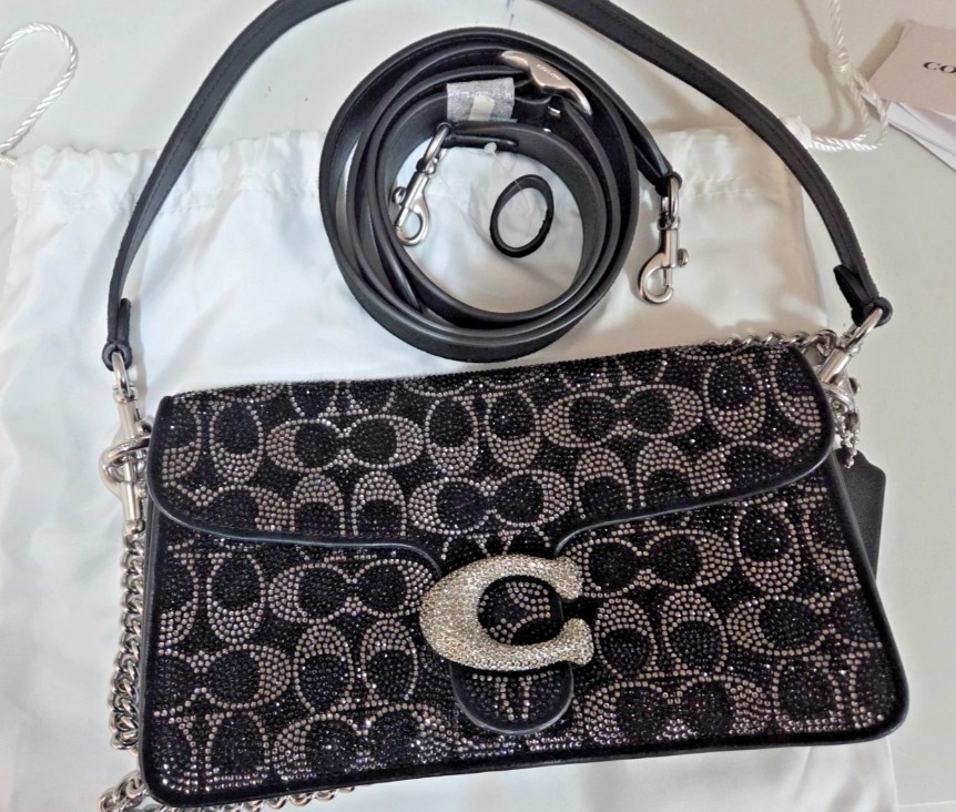 Coach Tabby 26 Signature Crystal Beaded Shoulder Bag - Image 1