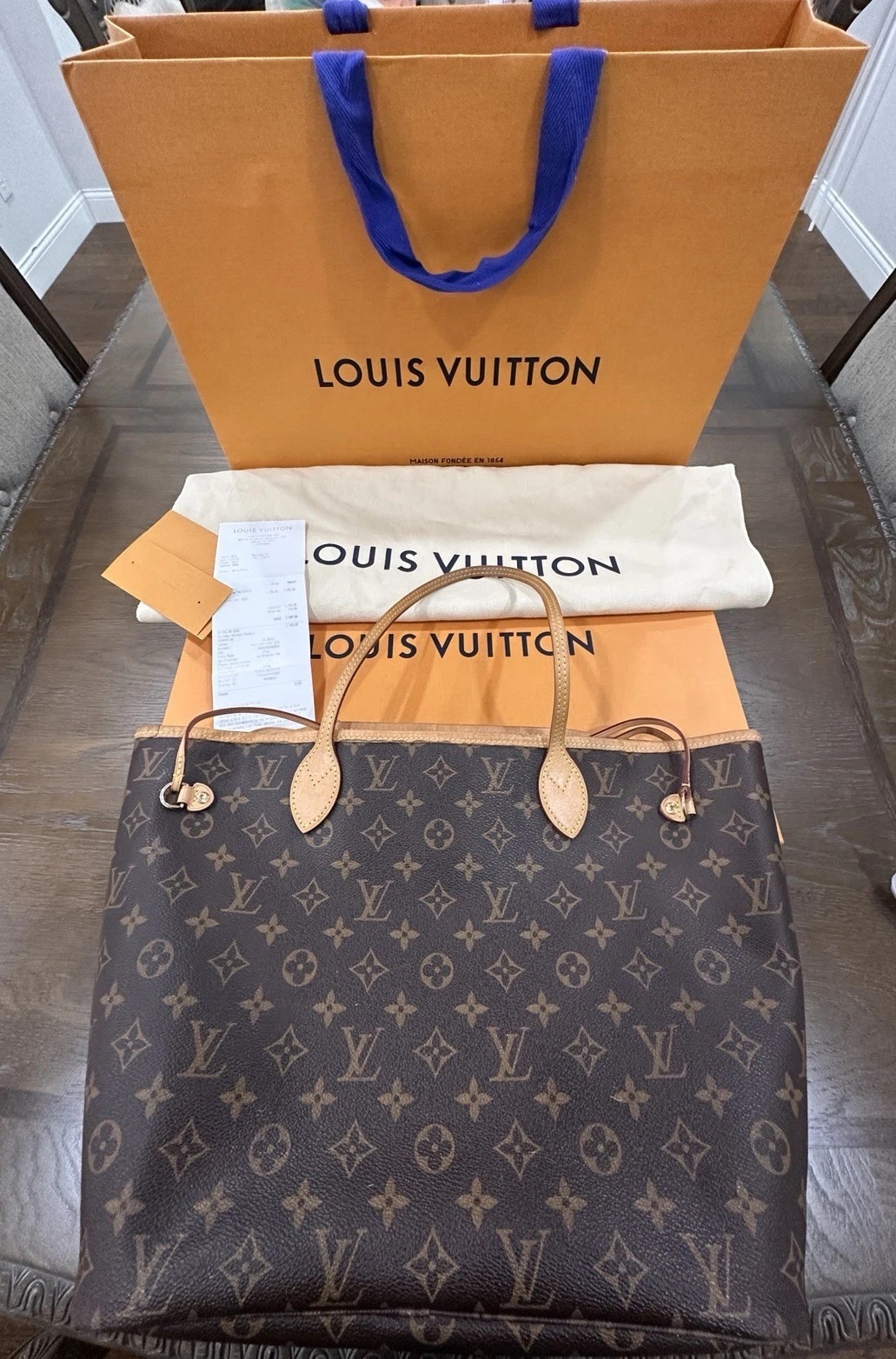 Louis Vuitton Neverfull Tote MM Brown Canvas Monogram - Image 1
