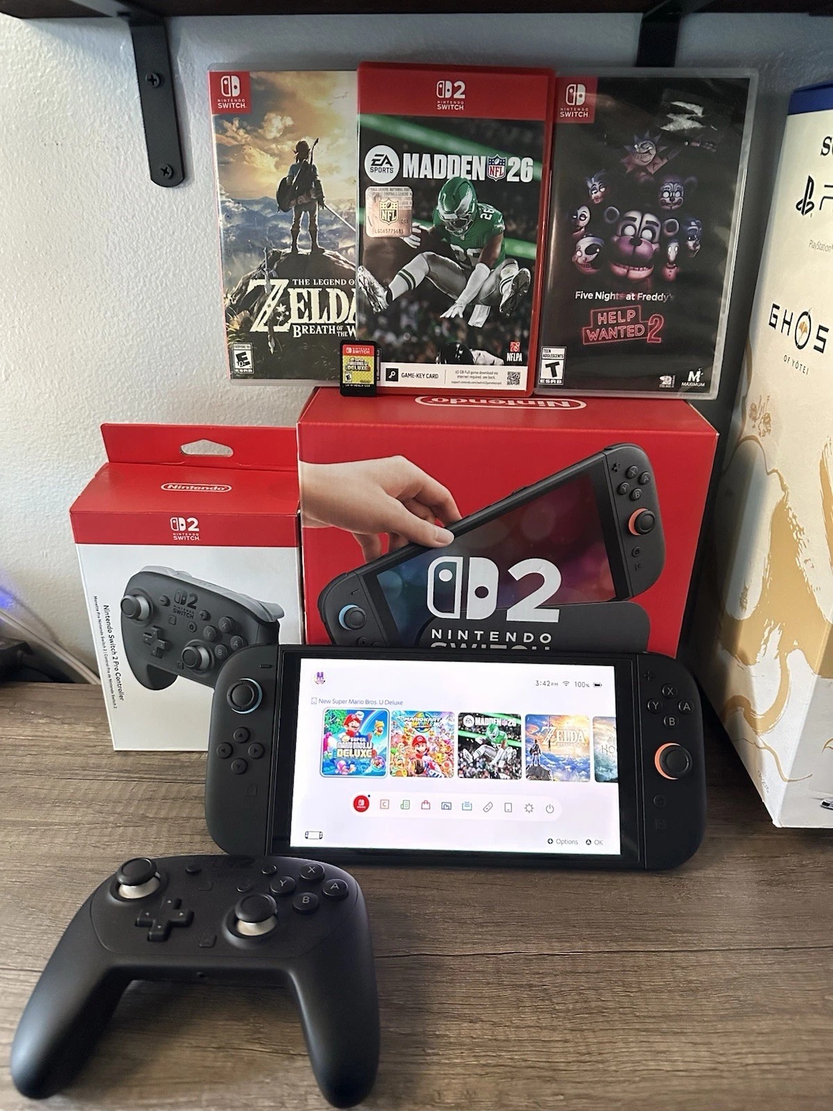 Nintendo Switch 2 System Console W/ SWITCH 2 Pro Controller + 4 Games CIB - Image 1