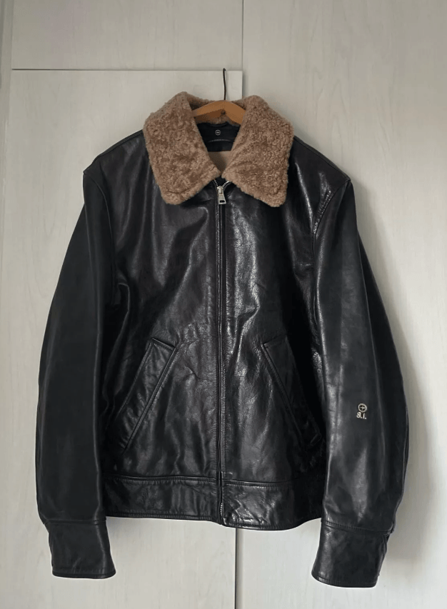 Premium Stone Island Black Leather Jacket XXL, Excellent Condition - Image 1