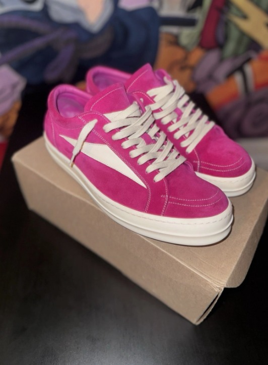 Rick Owens EDFU Vintage - Velour Suede Hot Pink Milk White - Image 1