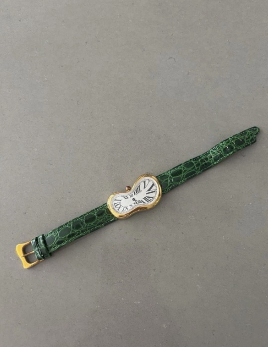 Softwatch by Exaequo Melting Watch Salvador Dali Dalí Green Leather Band 92010 - Image 1