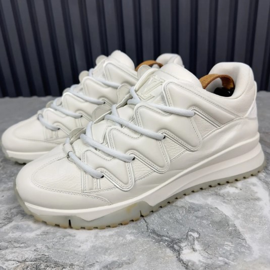 Zig-Zag Monogram Leather Designer Sneakers - Size 10.5 - Image 1